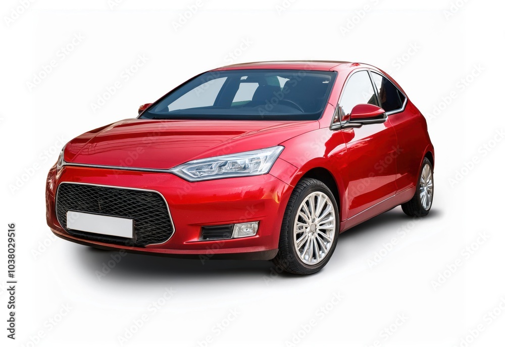 red car on white background, hatchback car, small car red car on white background, hatchback car, small car