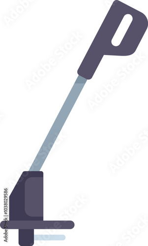 Modern brush cutter isolated on white background, gardening tool for cutting grass and weeds