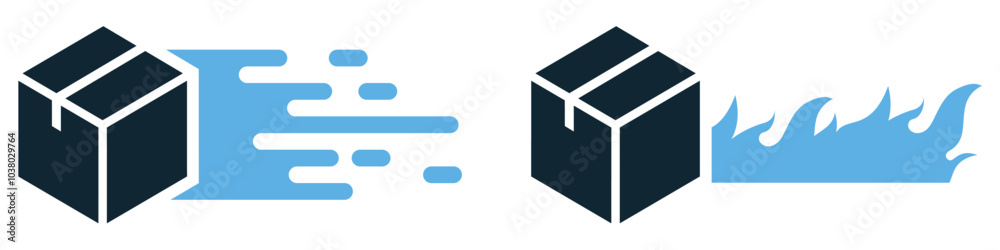 fast package delivery shipping with flame and dash, express speed courier sending cargo cardboard illustration vector UI and UX fast package delivery shipping with flame and dash, express speed courier sending cargo cardboard illustration vector UI and UX
