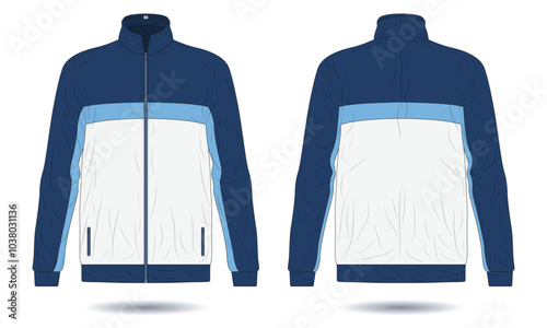 Blue and white sports training jacket mockup