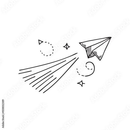 Illustration of an paper plane flying through the air