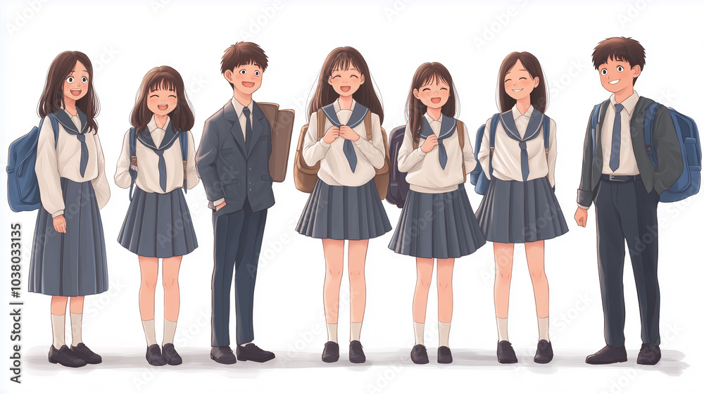 Obraz premium 高校生のイラスト