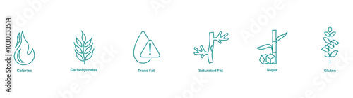 Calories, Carbs, and Fats Icons for Dietary and Nutritional Awareness