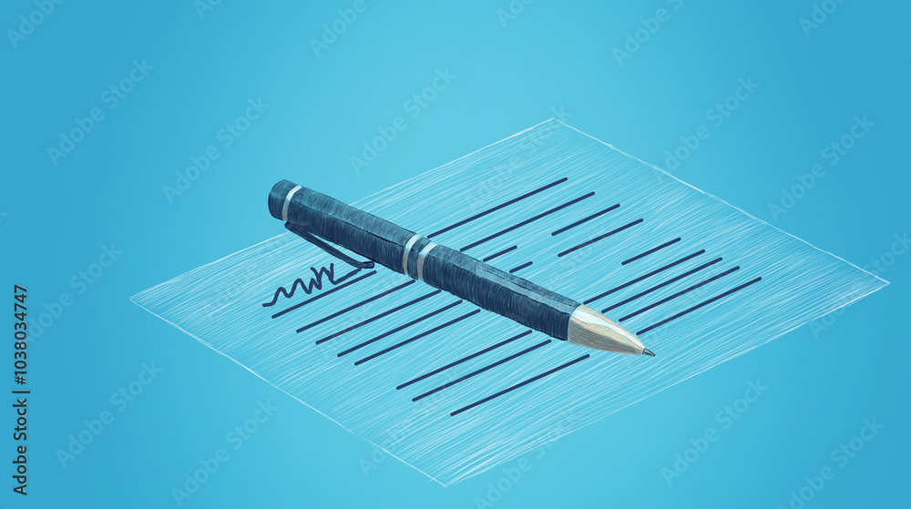 Naklejka premium document icon with pen sign a contract