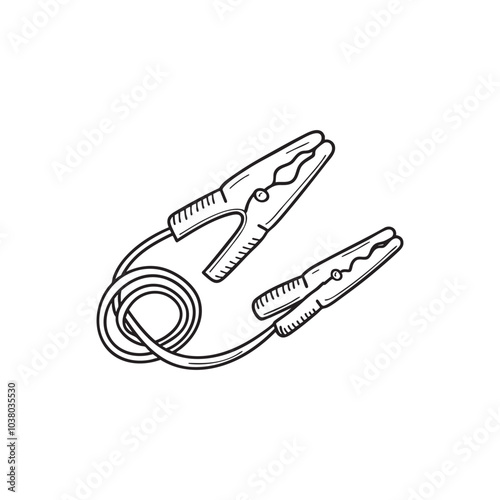 Illustration of an alligator clip attached to a wire