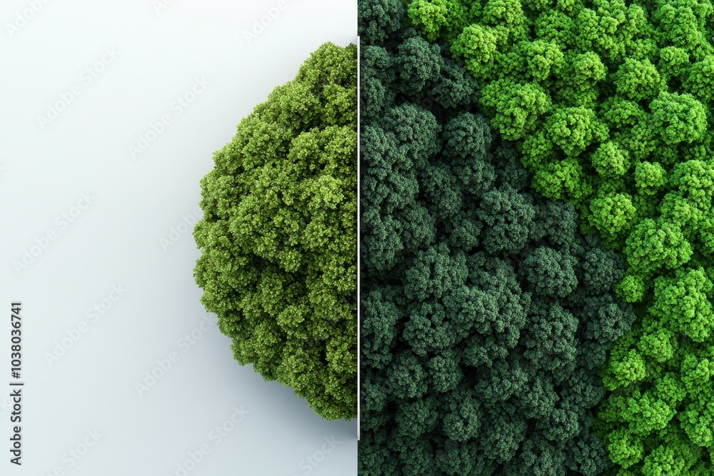 A visually striking image depicting a split view of two lush green foliage sections, showcasing varying shades of green and dense texture. A visually striking image depicting a split view of two lush green foliage sections, showcasing varying shades of green and dense texture.