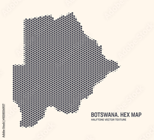 Botswana Map Vector Hexagonal Halftone Pattern Isolate On Light Background. Hex Texture in the Form of a Map of Botswana. Modern Technological Contour Map of Botswana for Design or Business Projects