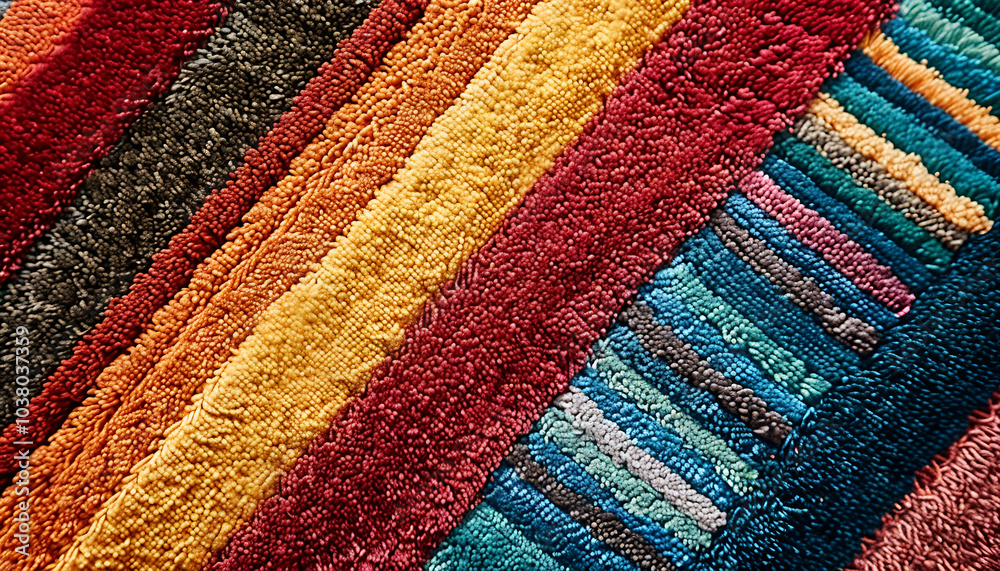 Colorful striped carpet as background, top view. Banner design Colorful striped carpet as background, top view. Banner design