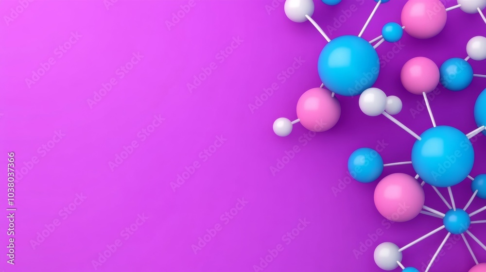 Purple background with a bunch of colorful spheres. The spheres are arranged in a way that they look like they are connected to each other. Concept of unity and interconnectedness Purple background with a bunch of colorful spheres. The spheres are arranged in a way that they look like they are connected to each other. Concept of unity and interconnectedness