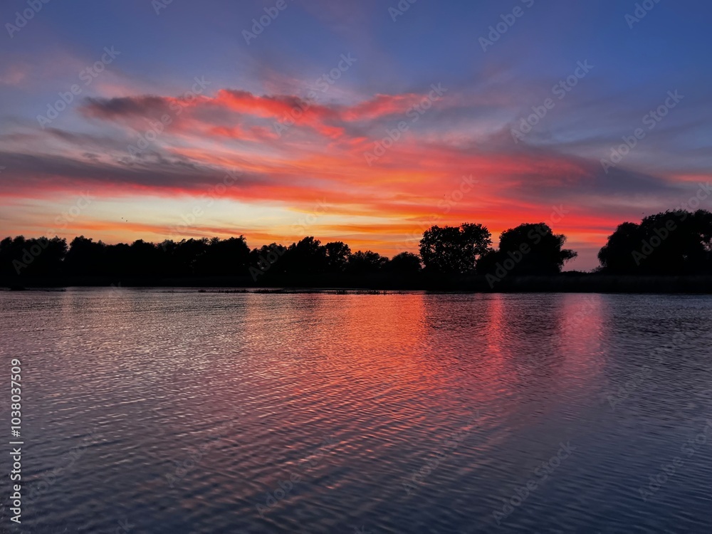 sunset over lake sunset over lake