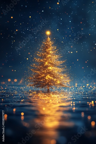 Sparkling Christmas tree made of lights and glitter creating a magical holida...