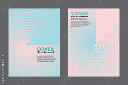 Abstract circles and lines spiral geometric vector background design with gradient turquoise green and pink, gentle color, minimalist styles, for cover, digital art, poster, modern echo sound.