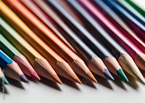 Bright colored pencils on a white background.