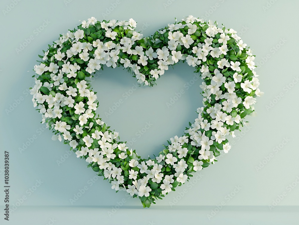 Heart Shaped Floral Arrangement on Green Background Heart Shaped Floral Arrangement on Green Background
