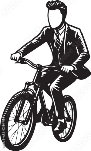 "Ride The wind" Vector illustration of man riding a bike, conveying a sense of joy and liberation, perfect for cycling, fitness, and travel themes.