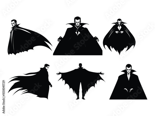 Vampire Silhouette Designs: Spooky Halloween Characters for Horror and Gothic Art
