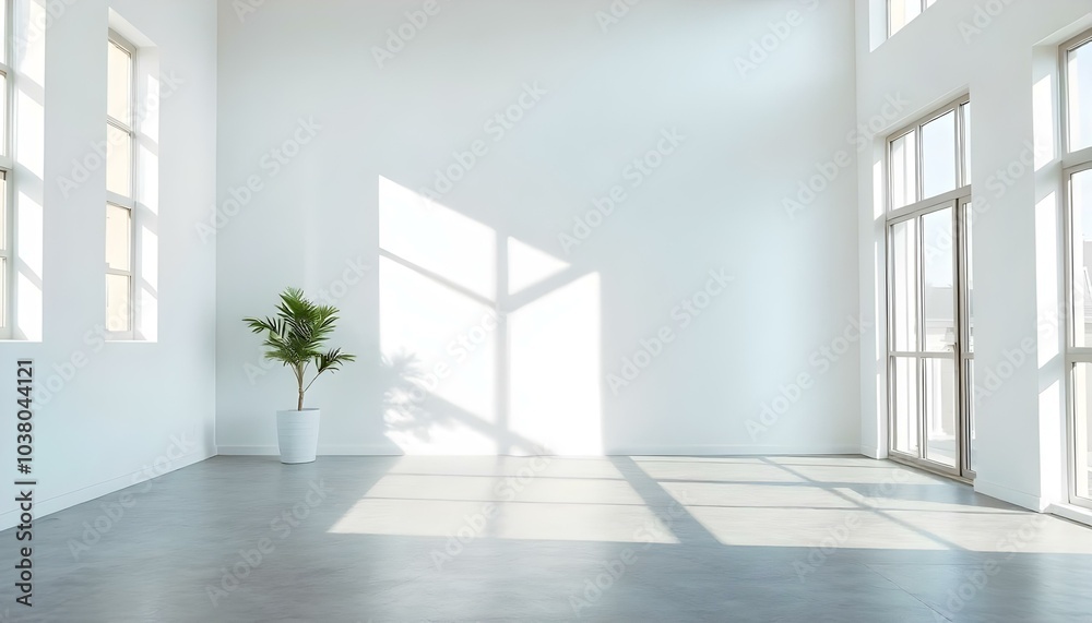 Fototapeta premium Empty room with white walls and window natural light