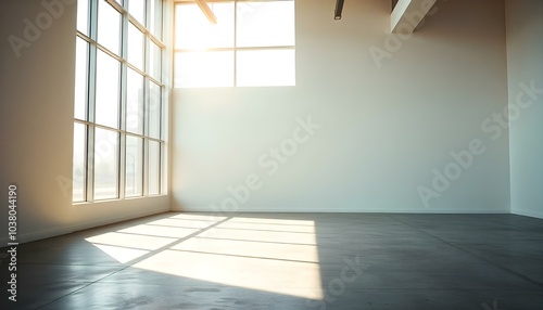 Empty room with white walls and window natural light