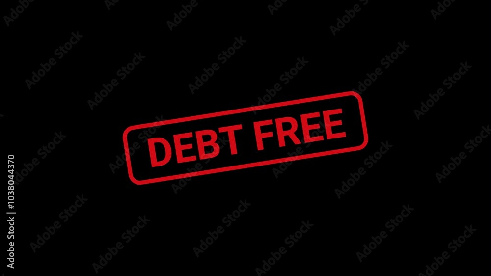 Debt free Text Stamp animation Debt free Text Stamp animation