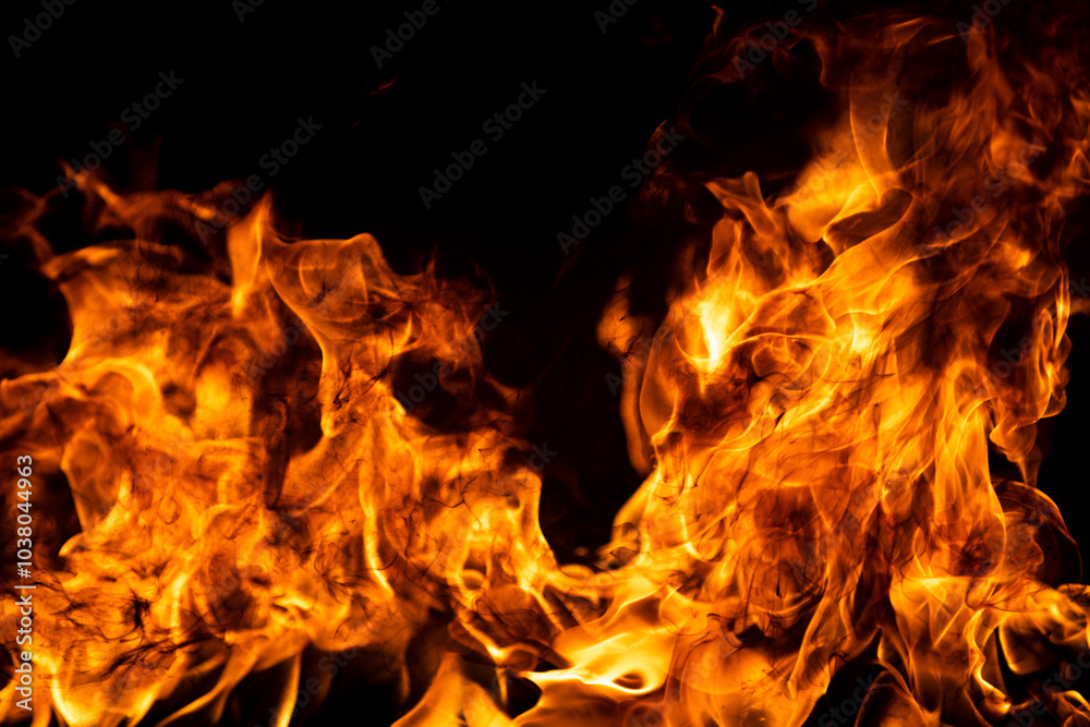 Fire flame. Burn lights on a black background. Fire flame. Burn lights on a black background.