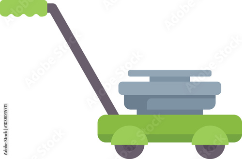 Simple vector illustration of a lawn mower cutting grass, perfect for gardening and landscaping projects