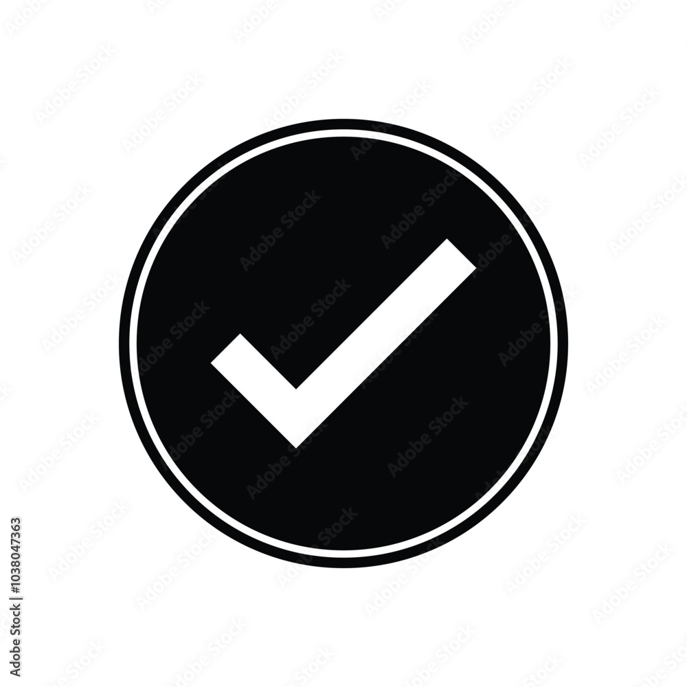 Black check mark icon symbol. Vector isolated background Black check mark icon symbol. Vector isolated background