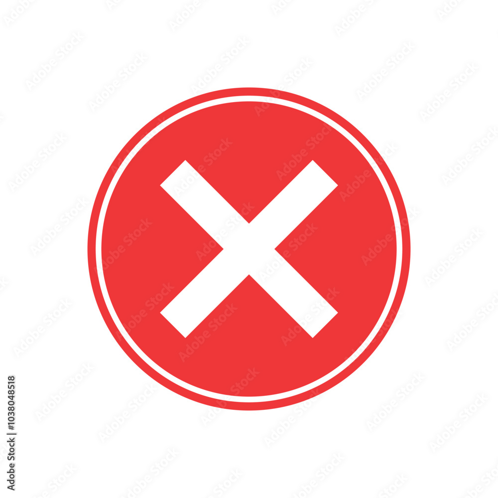 Red close, cross mark icon. Vector design Red close, cross mark icon. Vector design
