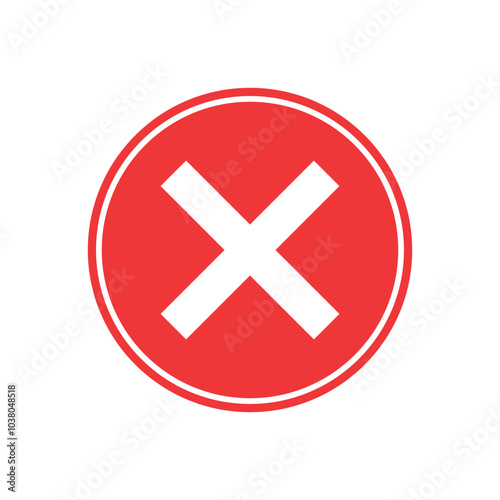 Red close, cross mark icon. Vector design