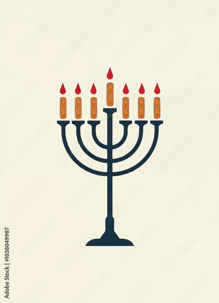 a vector drawing of a menorah with the candles lighted up on yellow background a vector drawing of a menorah with the candles lighted up on yellow background