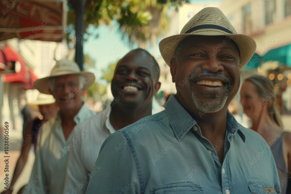 Portrait of a smiling african american man with friends in the background Portrait of a smiling african american man with friends in the background