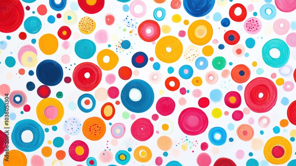 Colorful abstract circles pattern, vibrant dots in various sizes and colors Colorful abstract circles pattern, vibrant dots in various sizes and colors