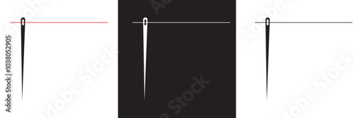Sewing needle with a long black thread. Vector needle icon isolated on a white background. Vector illustration. EPS 10	

