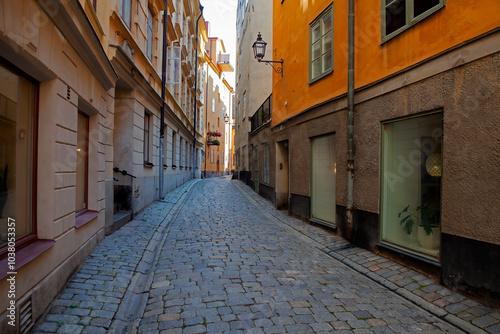 Canvas Print Alleyway in the Historic town Gamla Stan,Stockholm,Sweden, Scandinavia, Europe