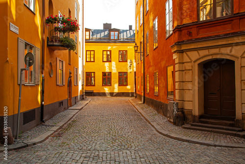 Alleyway in the Historic town Gamla Stan,Stockholm,Sweden, Scandinavia, Europe