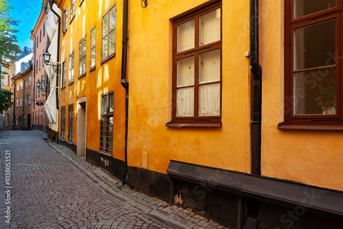 Photography Alleyway in the Historic town Gamla Stan,Stockholm,Sweden, Scandinavia, Europe