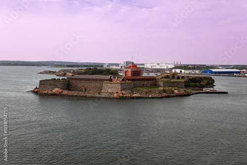 Canvastavla Nya Elfsborg or New Älvsburg at the mouth of the river Göta älv into the Kattega