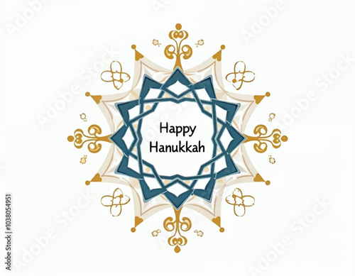 decorative design for jewish holiday with stars of david and dreidels with the words happy hanukkah