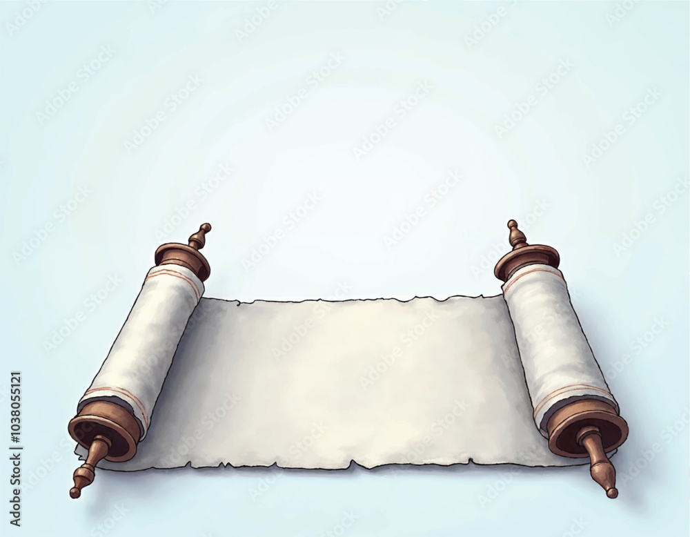 a classic vector design of an empty hanukkah torah scroll on a blue background