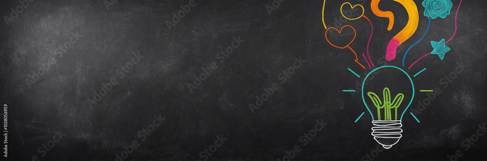 Naklejka premium Creative Brainstorming - Creative Idea Bulb Concept on Blackboard 