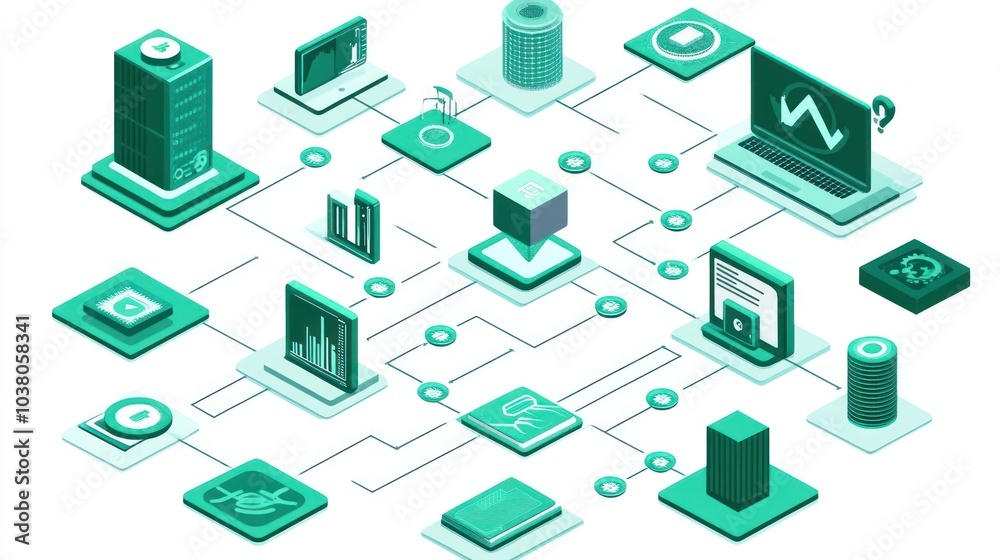 Data Analysis and Networking in Modern Technology Concept Visualization Art Design