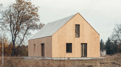 Modern Wooden House in Rural Setting 