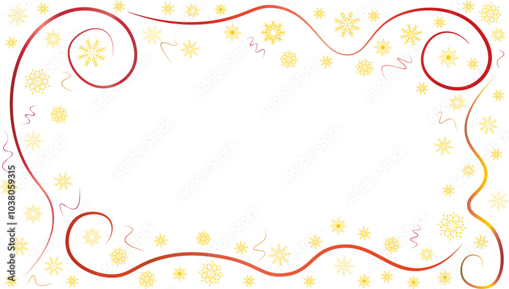 beautiful New Year background with golden snowflakes and a red frame beautiful New Year background with golden snowflakes and a red frame