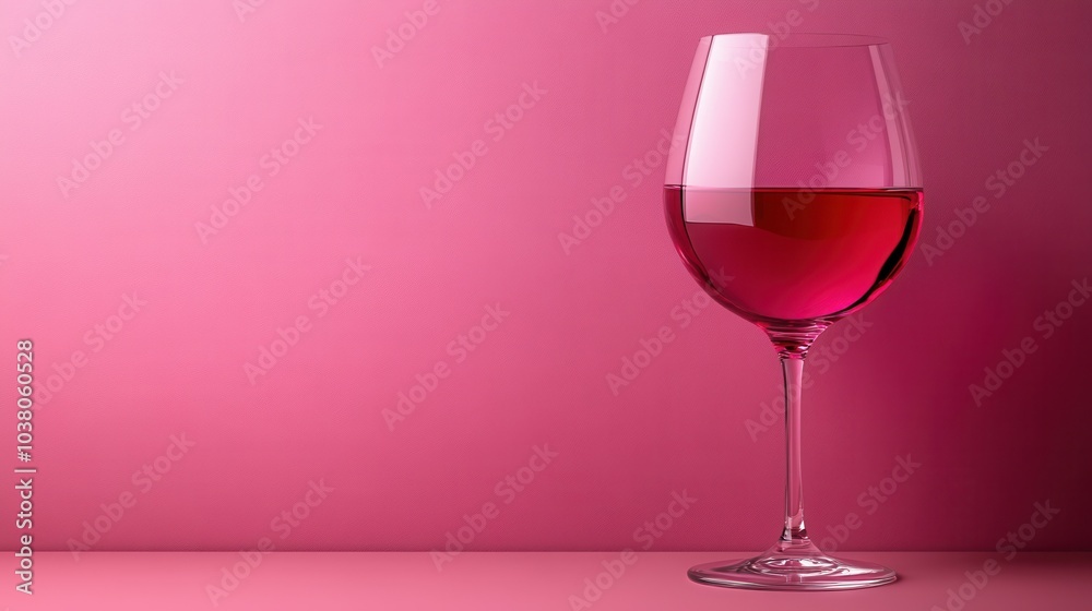 A tall glass filled with rosé wine sits elegantly on a surface, highlighted by a soft pink backdrop. The light reflects beautifully off the glass, creating an inviting and cheerful atmosphere perfect A tall glass filled with rosé wine sits elegantly on a surface, highlighted by a soft pink backdrop. The light reflects beautifully off the glass, creating an inviting and cheerful atmosphere perfect