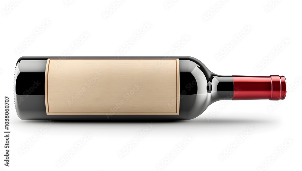 Red wine bottle with a blank label, isolated on a white background Red wine bottle with a blank label, isolated on a white background