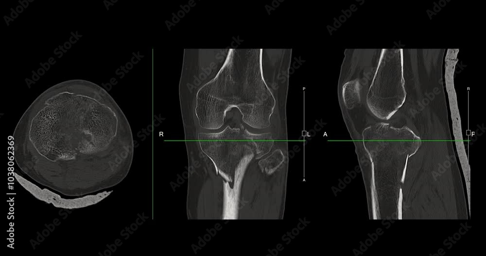 Knee Joint CT-Scan Revealing Tibial Fracture:The scan highlights a ...
