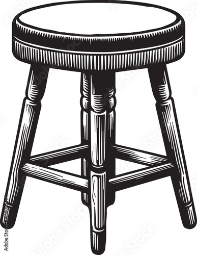 "Modern Stool Design Vector" A stylish wooden stool design, carefully crafted to provide a realistic and detailed look. ideal for architectural visualization, product designs, and marketing materials.