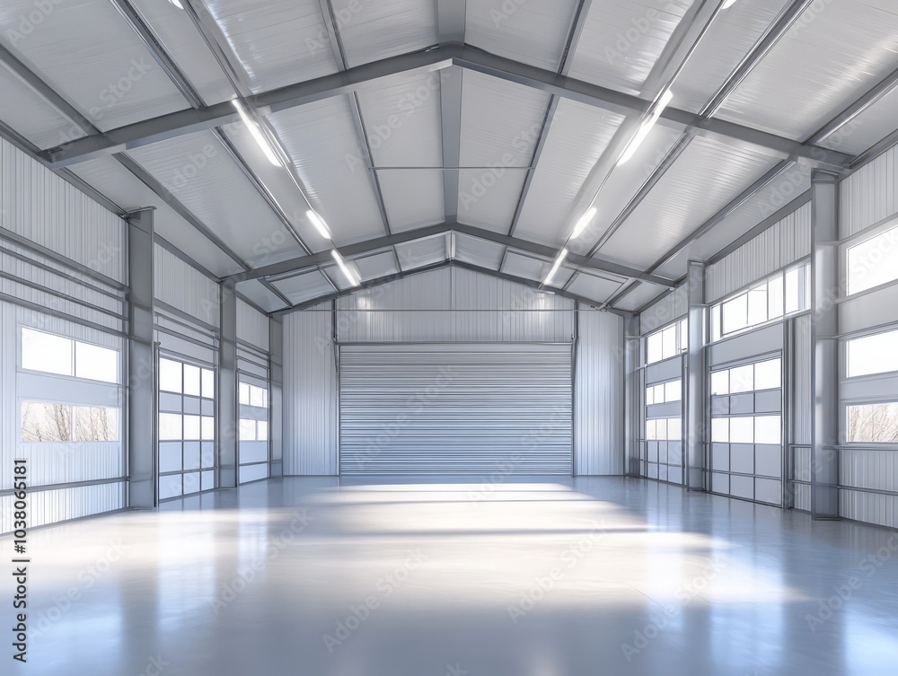 Spacious Industrial Warehouse: A clean, modern industrial warehouse with high ceilings and large windows, showcasing the potential for efficient and productive operations. Spacious Industrial Warehouse: A clean, modern industrial warehouse with high ceilings and large windows, showcasing the potential for efficient and productive operations.