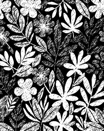 Wallpaper Mural Black and white botanical pattern. For use in graphics, materials. Abstract plant shapes. Minimalist illustration for printing on wall decorations. Torontodigital.ca