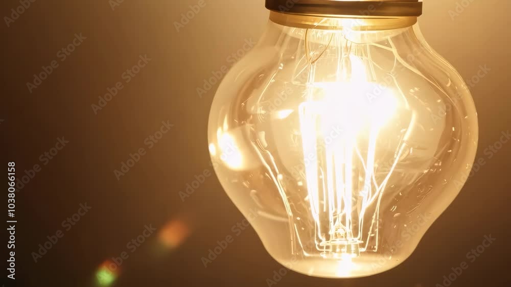 Glowing vintage light bulb illuminating warm atmosphere