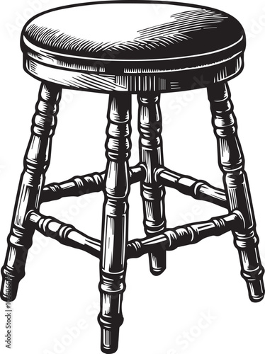 "Modern Stool Design Vector" A stylish wooden stool design, carefully crafted to provide a realistic and detailed look. ideal for architectural visualization, product designs, and marketing materials.